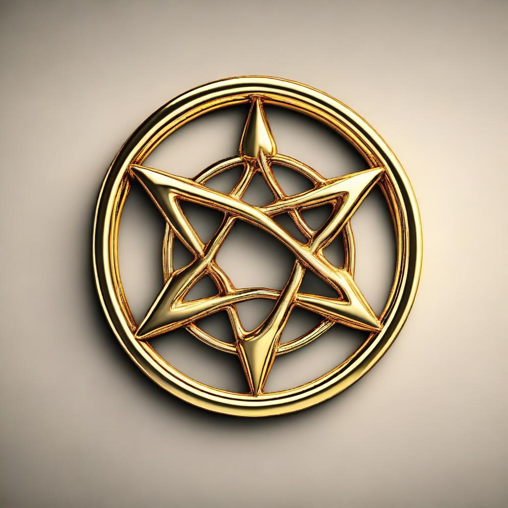 A high-quality digital rendering of a cult symbol, cast in radiant gold