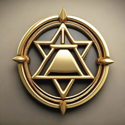 A high-quality digital rendering of a cult symbol, cast in radiant gold