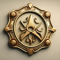 A high-quality digital rendering of a cult symbol, cast in radiant gold