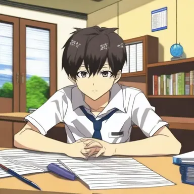 The main character's indifferent attitude towards school and studying makes him a relatable character in this anime series.