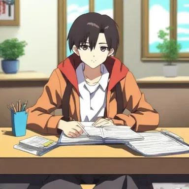 The main character's indifferent attitude towards school and studying makes him a relatable character in this anime series.