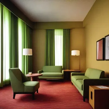 The hotel's interior design was characterized by an indifferent color scheme and lackluster decor.