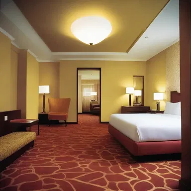 The hotel's interior design was characterized by an indifferent color scheme and lackluster decor.