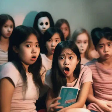 Even though she watched the horror movie with her friends, she remained indifferent to the scary scenes, not showing any fear or excitement.