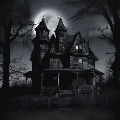 The haunted house stood in the darkness, its indifferent facade hiding the horrors that awaited inside.