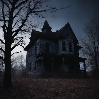 The haunted house stood in the darkness, its indifferent facade hiding the horrors that awaited inside.