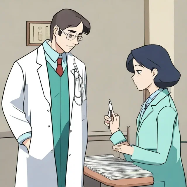 In the episode, the pathologist character examines the protagonist's symptoms and provides a diagnosis.
