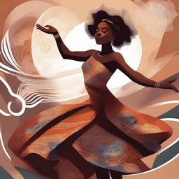 A high-quality digital art depicting a beautiful young woman with brown skin