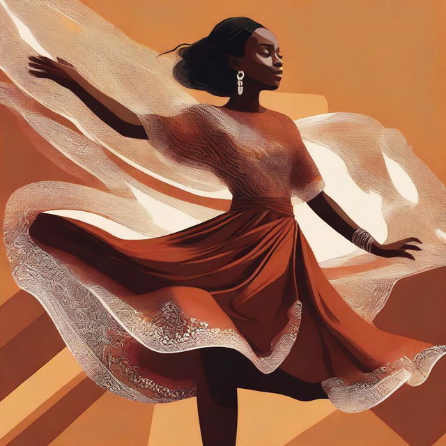 A high-quality digital art depicting a beautiful young woman with brown skin