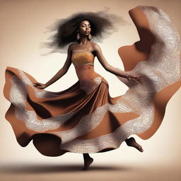 A high-quality digital art depicting a beautiful young woman with brown skin