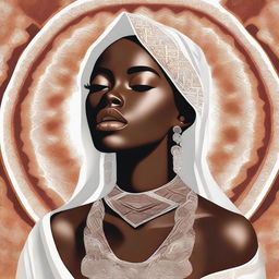 A high-quality digital art piece featuring a stunning young woman with brown skin