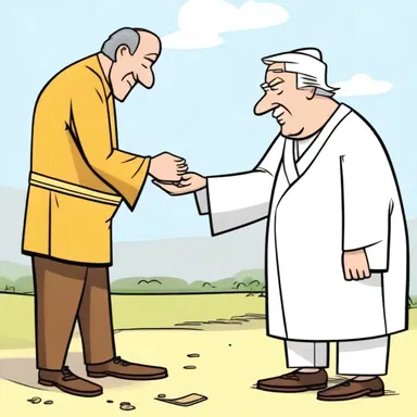 In the cartoon, the character delivered an unction of compliments to win over his opponent.