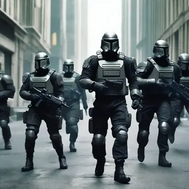 In a dystopian future, a dissident group of rebels fight against the totalitarian regime using advanced technology.