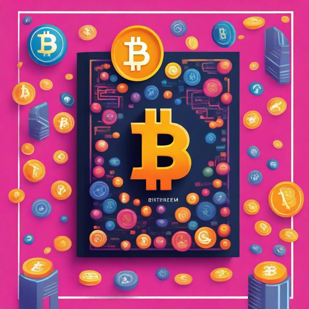 A high-quality digital art image, depicting a book cover for a cryptocurrency guide