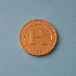 A shiny coin with an orange letter 'P' embossed in the middle, surrounded by the text 'Happy Father's Day'.