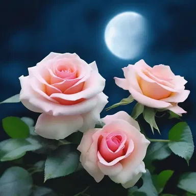 In the soft moonlight, the yielding petals of the roses embraced their love.