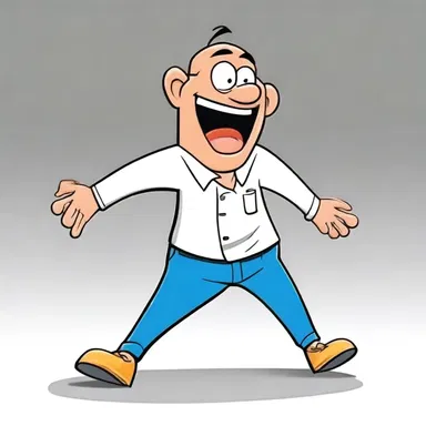 The cartoon character's yielding body bent and stretched in comical ways.