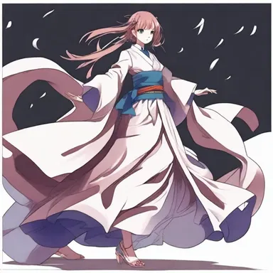 The graceful movements of the anime character were accentuated by their yielding, flowing clothes.