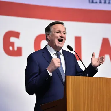 The politician made a humorous yielding during his speech that had the audience erupting in laughter.