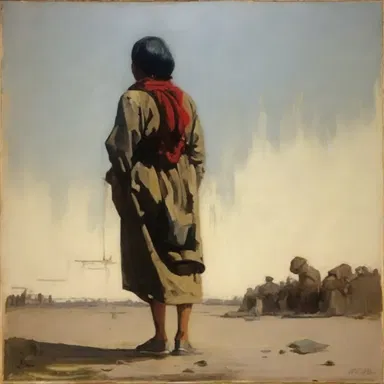 In her painting, the artist portrayed a moment of yielding, symbolizing the acceptance of defeat.