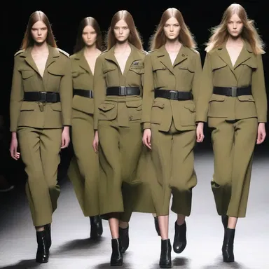 The models walked down the runway in a troop of military-inspired outfits.