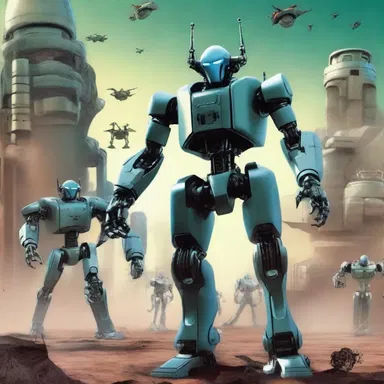 In the science fiction novel, the protagonist commanded a troop of robotic soldiers to defend Earth against alien invaders.