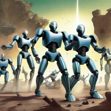 In the science fiction novel, the protagonist commanded a troop of robotic soldiers to defend Earth against alien invaders.