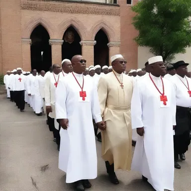 During the religious ceremony, the congregation formed a troop and walked in an orderly procession around the church.