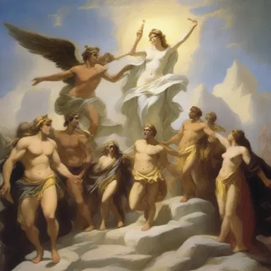 In Greek mythology, the troop of gods and goddesses would troop down from Mount Olympus to interact with mortals.