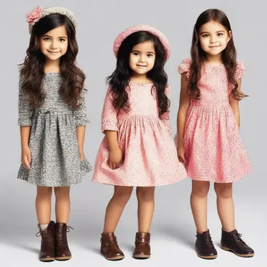 This season's trendiest kids' wear includes adorable dresses and stylish outfits for the fashionable tots.