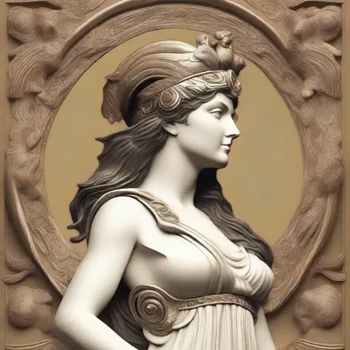 In Greek mythology, Athena is often depicted with an air of reflectiveness, symbolizing her wisdom and strategic thinking.