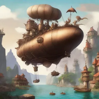 In the mystical world of dragons and wizards, the donkey boiler powered the enchanted airship when it landed in the floating city.