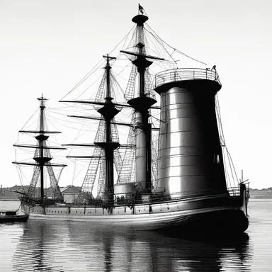 During the golden age of sail, the donkey boiler provided steam for a ship's services while docked at a busy port.
