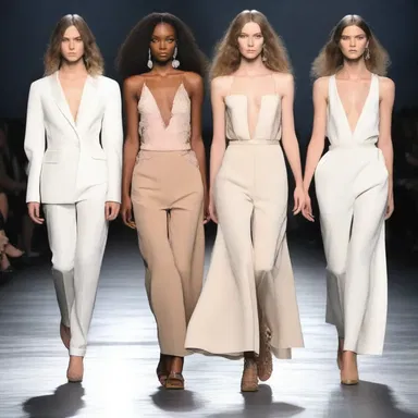 At the fashion show, the designer and their colleagues presented their latest collection on the runway.