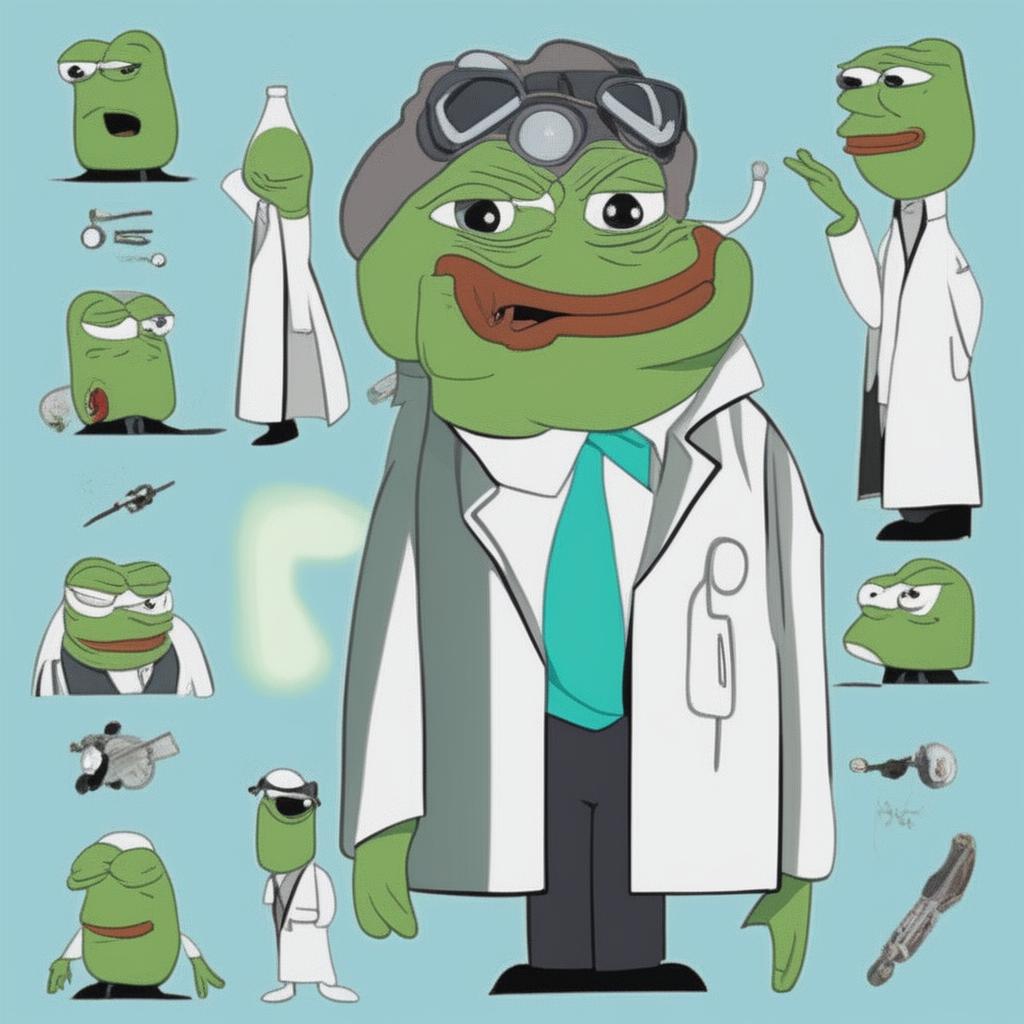 This digital artwork features a composite character that merges the defining traits of Rick Sanchez from Rick and Morty and Pepe the Frog