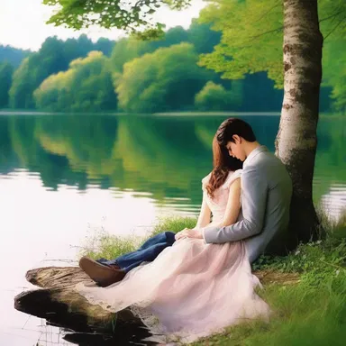 As they sat by the lake, he gently plopped down beside her, making her heart flutter.