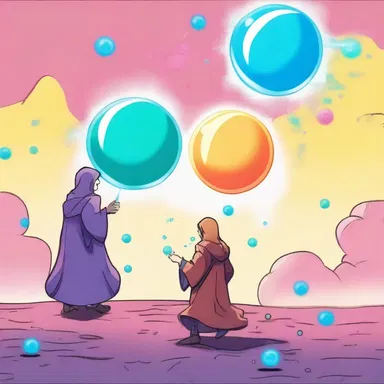 The character used their special power, causing colorful orbs to plop around them.