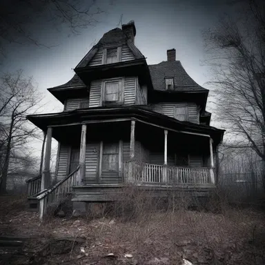 In the eerie silence, a sudden plop echoed through the haunted house, indicating the presence of something sinister.