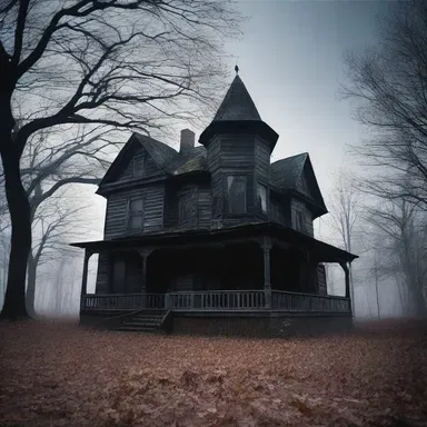 In the eerie silence, a sudden plop echoed through the haunted house, indicating the presence of something sinister.