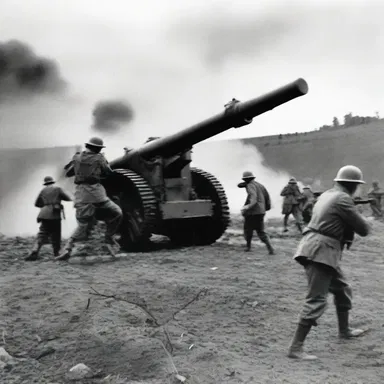 During the World War II, soldiers would plop their heavy artillery on the battlefield, letting out a thunderous noise.