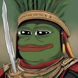 A high-resolution digital art image of Pepe the Frog, portrayed as an African warlord