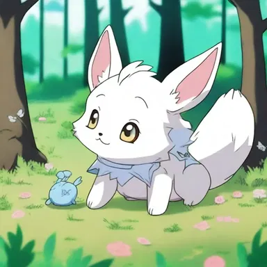 In the anime series, the character summoned a magical creature that plopped onto the ground with a cute noise.