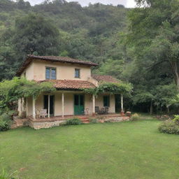 A peaceful 1 bedroom farm house nestled within a lush landscape, shrouded in rustic charm.