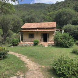 A peaceful 1 bedroom farm house nestled within a lush landscape, shrouded in rustic charm.