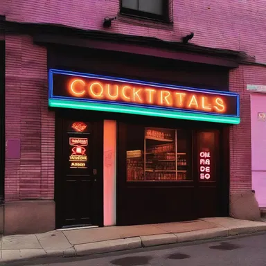 The bright neon sign advertising cocktails seemed out of place in front of the religious establishment.