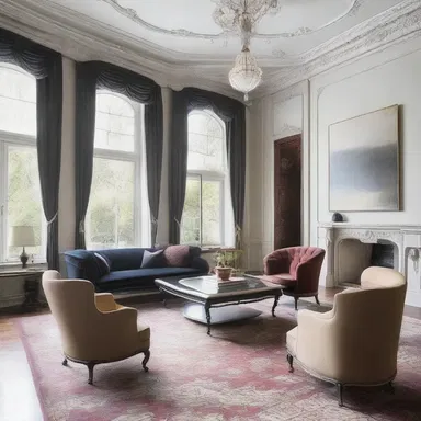 The sleek, minimalist furniture looked out of place in the ornate and traditional Victorian-style mansion.