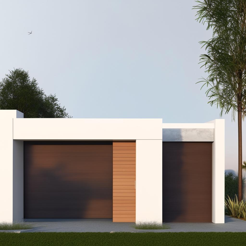 Create a 3D house design with detailed east and north facades, scale 60x40, showcasing architectural details and shadows for depth perception.