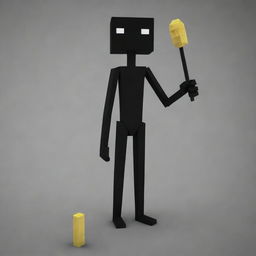 An Enderman from Minecraft with a chicken leg for one of its limbs