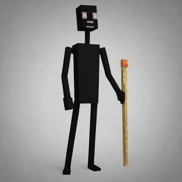 An Enderman from Minecraft with a chicken leg for one of its limbs