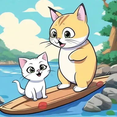 In the cartoon, the character caught a butterfish and gave it to his pet cat.